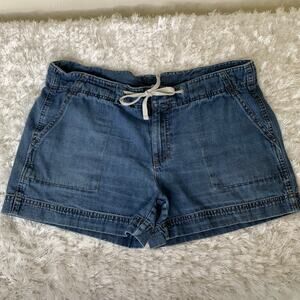Gap Cargo Jean Shorts Sz 14 Medium Wash Drawstring